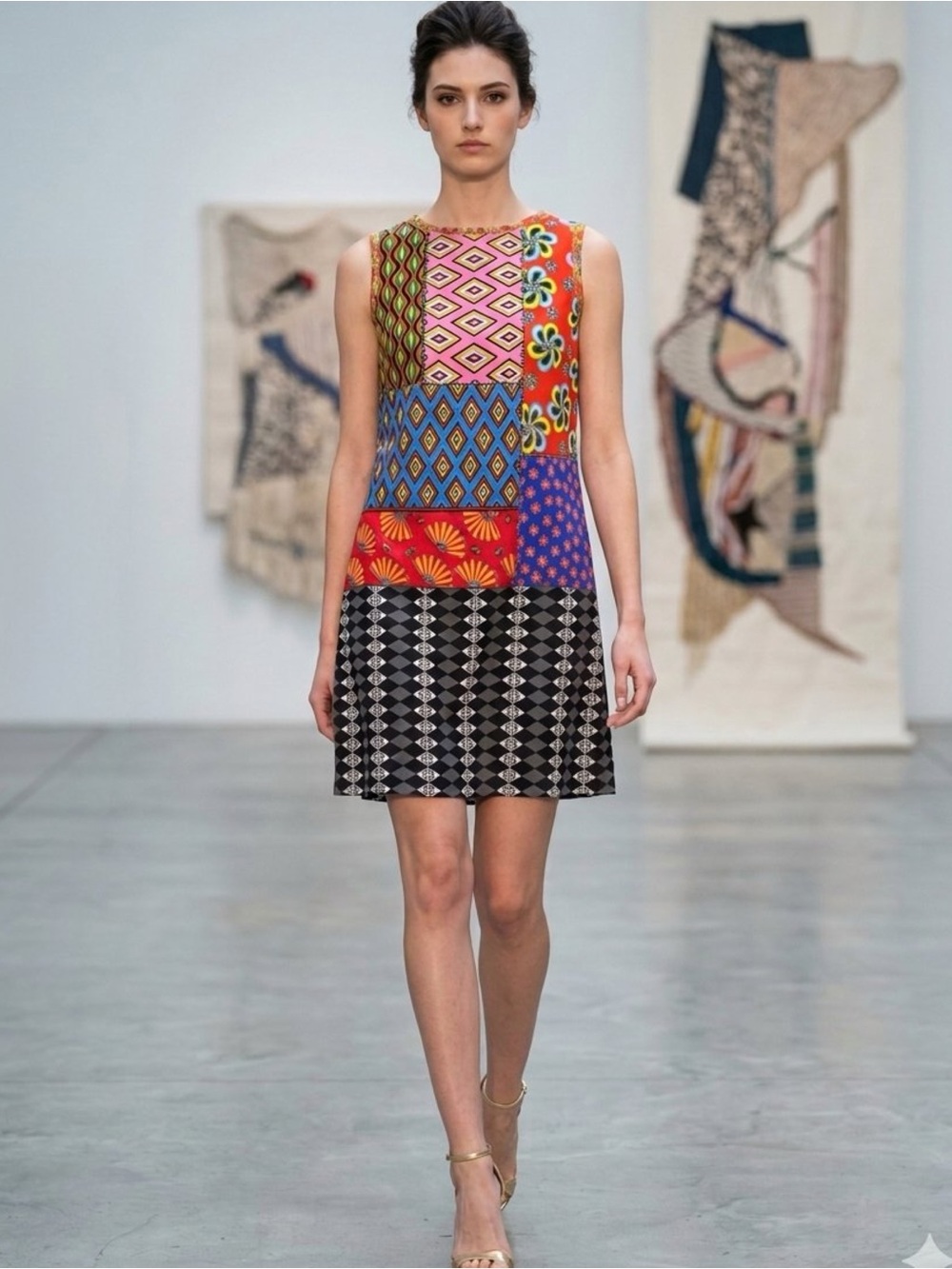 Rare Alice + Olivia x Carla Kranendonk Clyde Patchwork Art Capsule Mini Dress 10